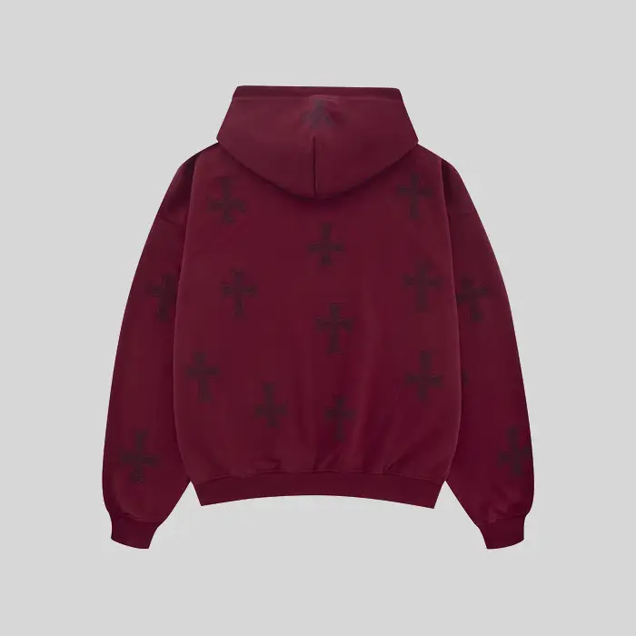 DARK RED RHINESTONE HOODIE (1)