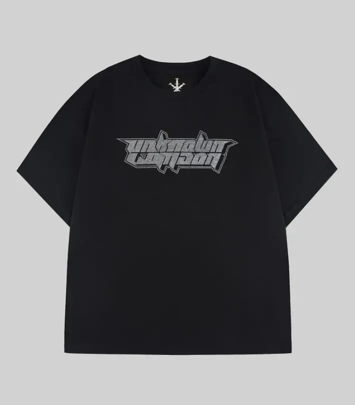 RETRO LOGO RHINESTONE TEE - BLACK