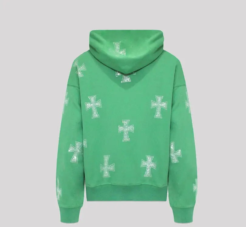 UNKNOWN LONDON Sweaters Cross Rhinestone Zip Up Hoodie (1)