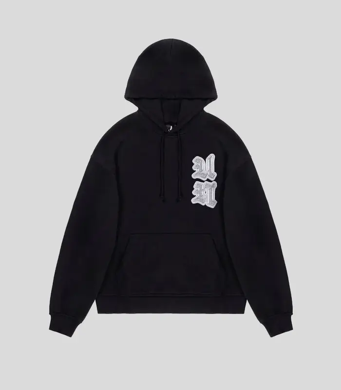 Unknown London Multi Logo Iced Out Hoodie Black