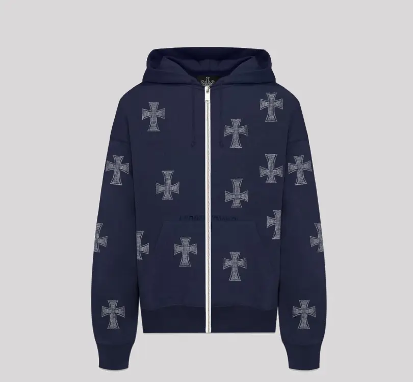 楽天市場】UNKNOWN LONDON _ Cross Rhinestone Zip Up Hoodie